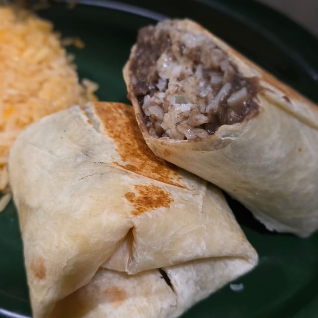 Kids Bean, Rice & Cheese Burrito.
